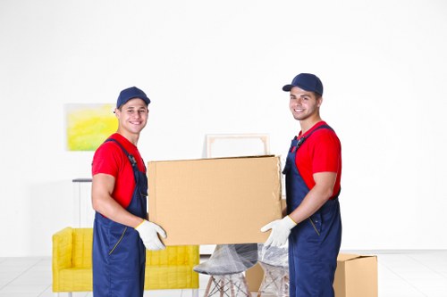 Moving team preparing removals in West Hampstead residential street