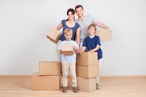 Boxes and household items loaded for a house move in West Hampstead