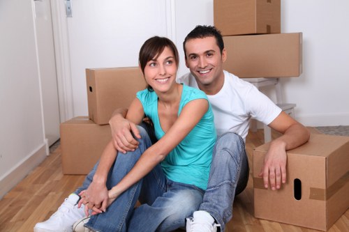 Packed moving boxes and checklist for a West Hampstead home move